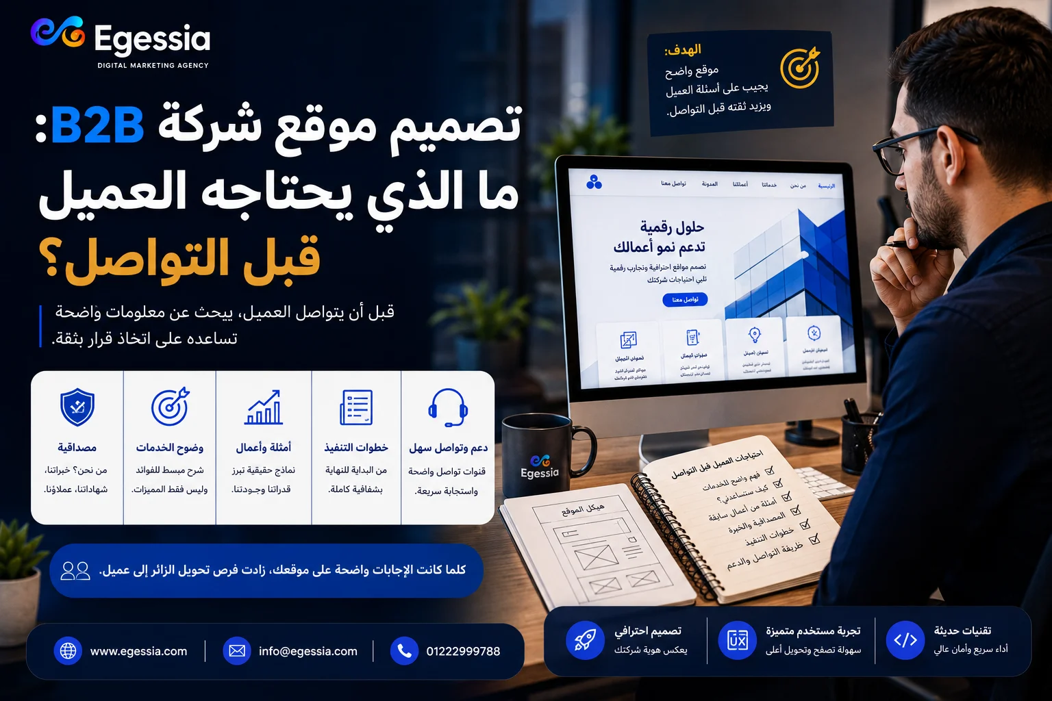 تصميم موقع شركة B2B: ما الذي يحتاجه العميل قبل التواصل؟